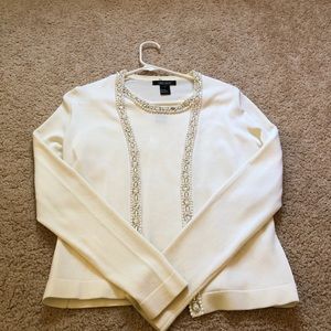 Karen Kane white tank and cardigan set